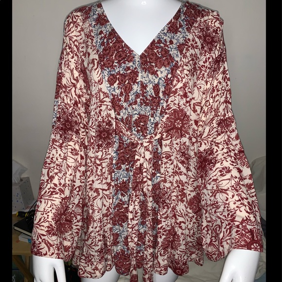 Free People bell sleeve boho dress - Picture 1 of 7